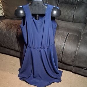 Elegant Navy Blue Sleeveless Dress